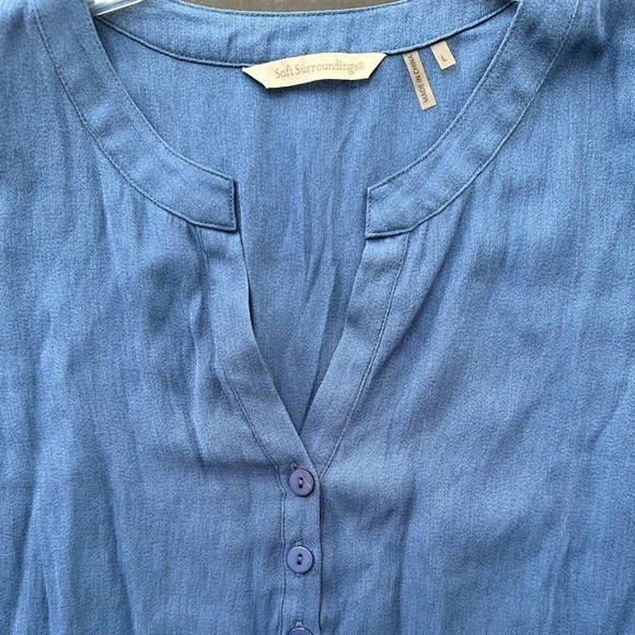 Soft Surroundings In the Study Blue Asymmetrical Pullover Lightweight Henley - Picture 8 of 12